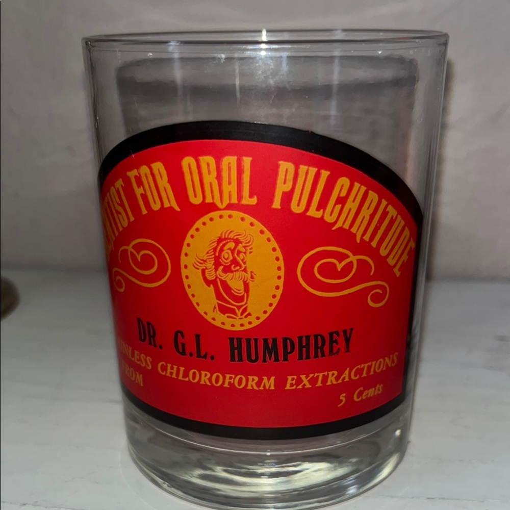 Vintage Dentist Themed Rocks Glasses with Red Design